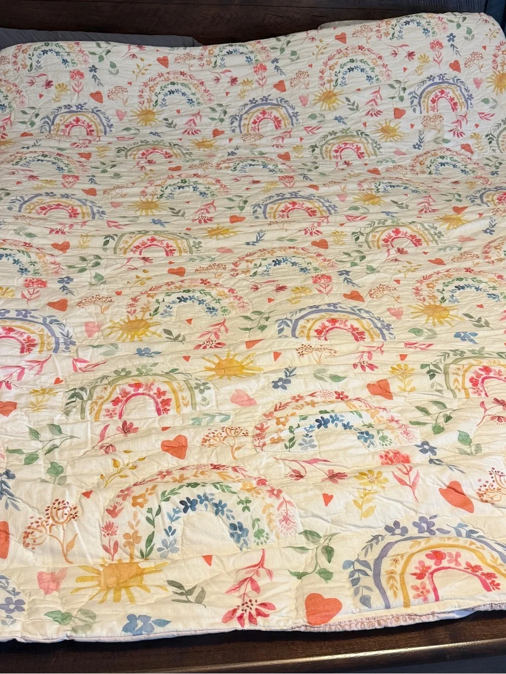 Pottery Barn Kids Heritage Rainbows wholecloth Quit Queen Size Comforter